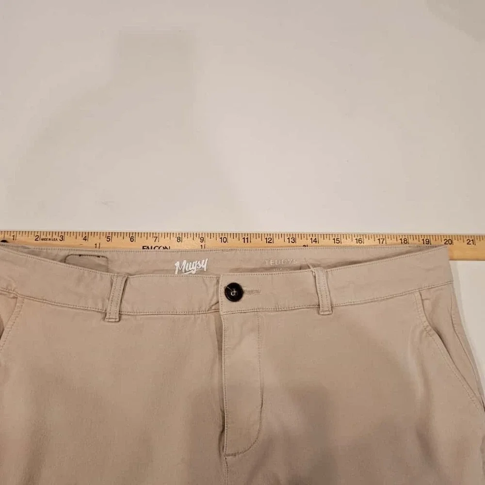 Mugsy Teddys Chino Khaki Beige Pants Mens 40x28 Stretch Casual Comfort Fit‎